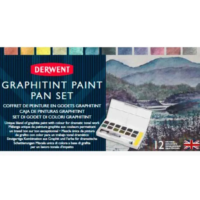 Akvarellivärit 12 nappia Derwent - Graphitint