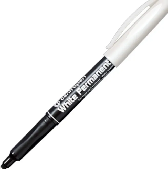 Centropen White Permanent Marker 2.5-1.2mm