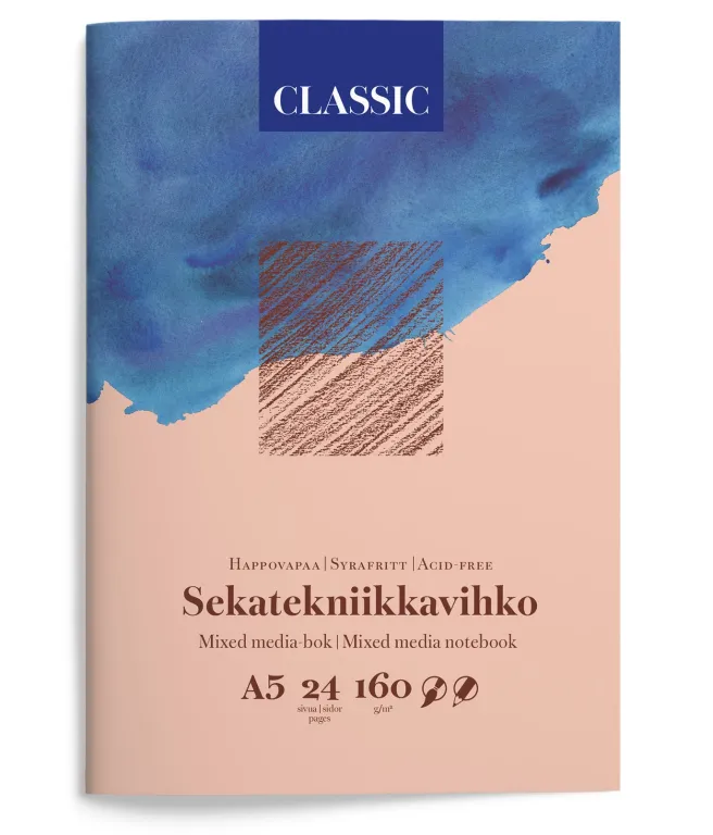 Classic Sekatekniikkavihko A5 160g 24 sivua Mixed Media