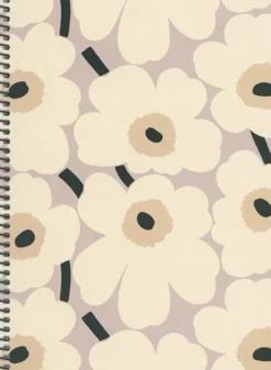 Kierrevihko A5 Marimekko - Unikko harmaamusta