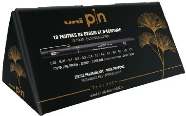 Kuitukärkikynä Uni Pin - 18kpl lahjarasia