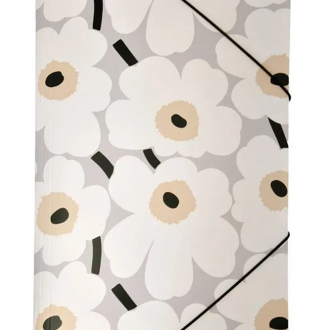 Kulmalukkokansio Marimekko Unikko harmaamusta