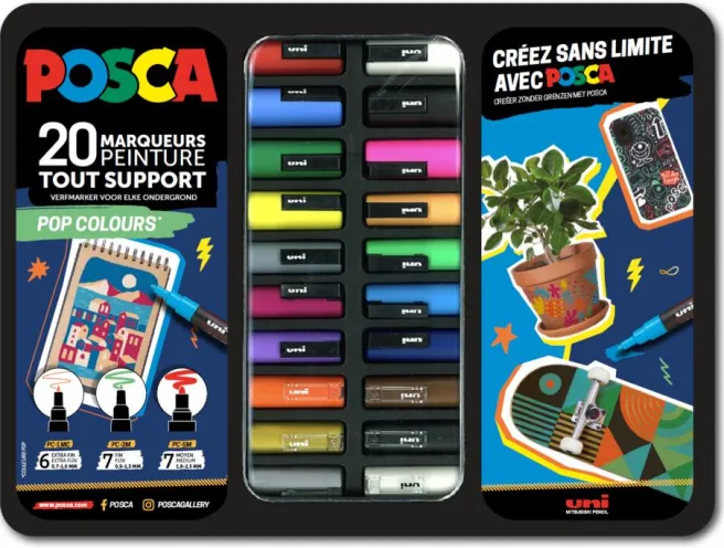 Maalitussit 20kpl metallisessa rasiassa - Pop Colours