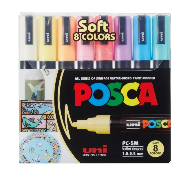 Maalitussit 8 kpl Posca PC-5M - Pastellivärit