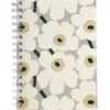 Muistikirja A5 kierre Marimekko - Unikko harmaamusta