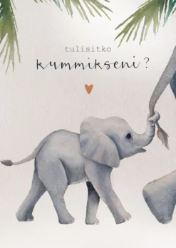 2-osainen kortti Henna Adel - Norsu, Tulisitko kummikseni?