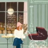 2-osainen kortti Johanna Ilander - Äiti ja vaunut, Cafe Bulla