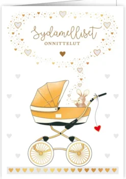 2-osainen kortti Quire - Sydämelliset onnittelut, rattaat