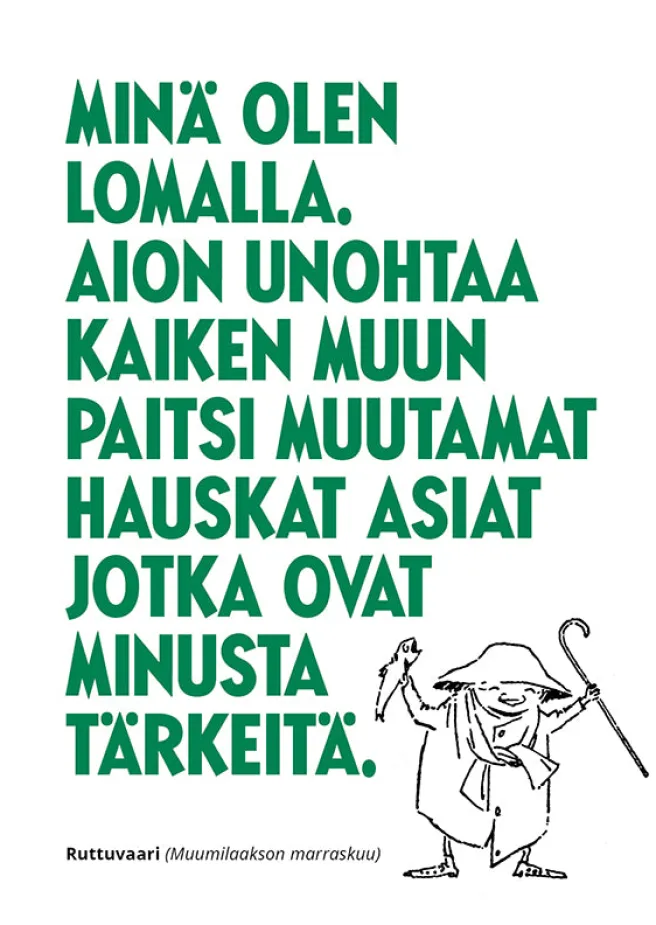 Postikortti kohopaino Muumi - Lomalla
