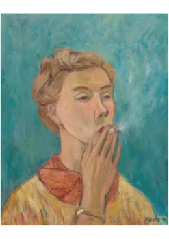Postikortti Tove Jansson - Tupakoiva tyttö (omakuva) 1940