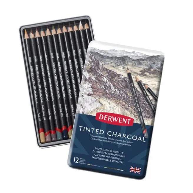 Sävytetty hiilikynälajitelma 12 kpl Derwent - Tinted Charcoal